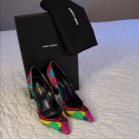 Saint Laurent Multicolor Floral Pointed-Toe Stiletto Pumps - Bright Print - Picture 7 of 9